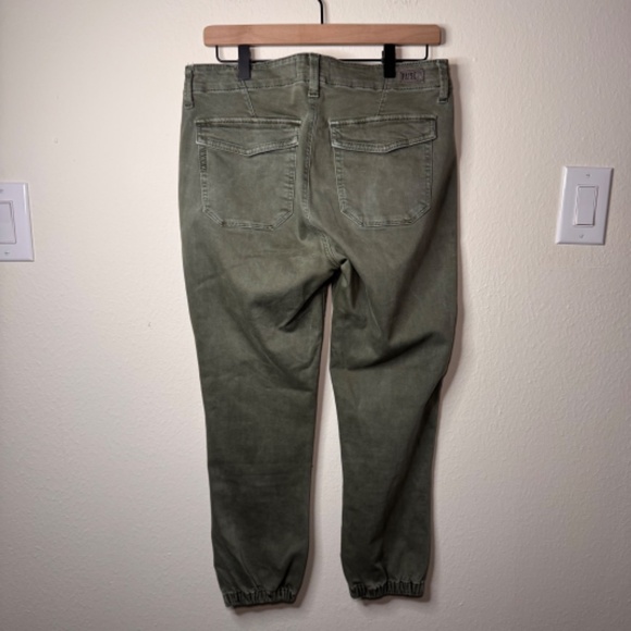 Paige Mayslie Jogger Jeans Size 30 Green Utility Ankle Zip Stretch Denim - Picture 5 of 6